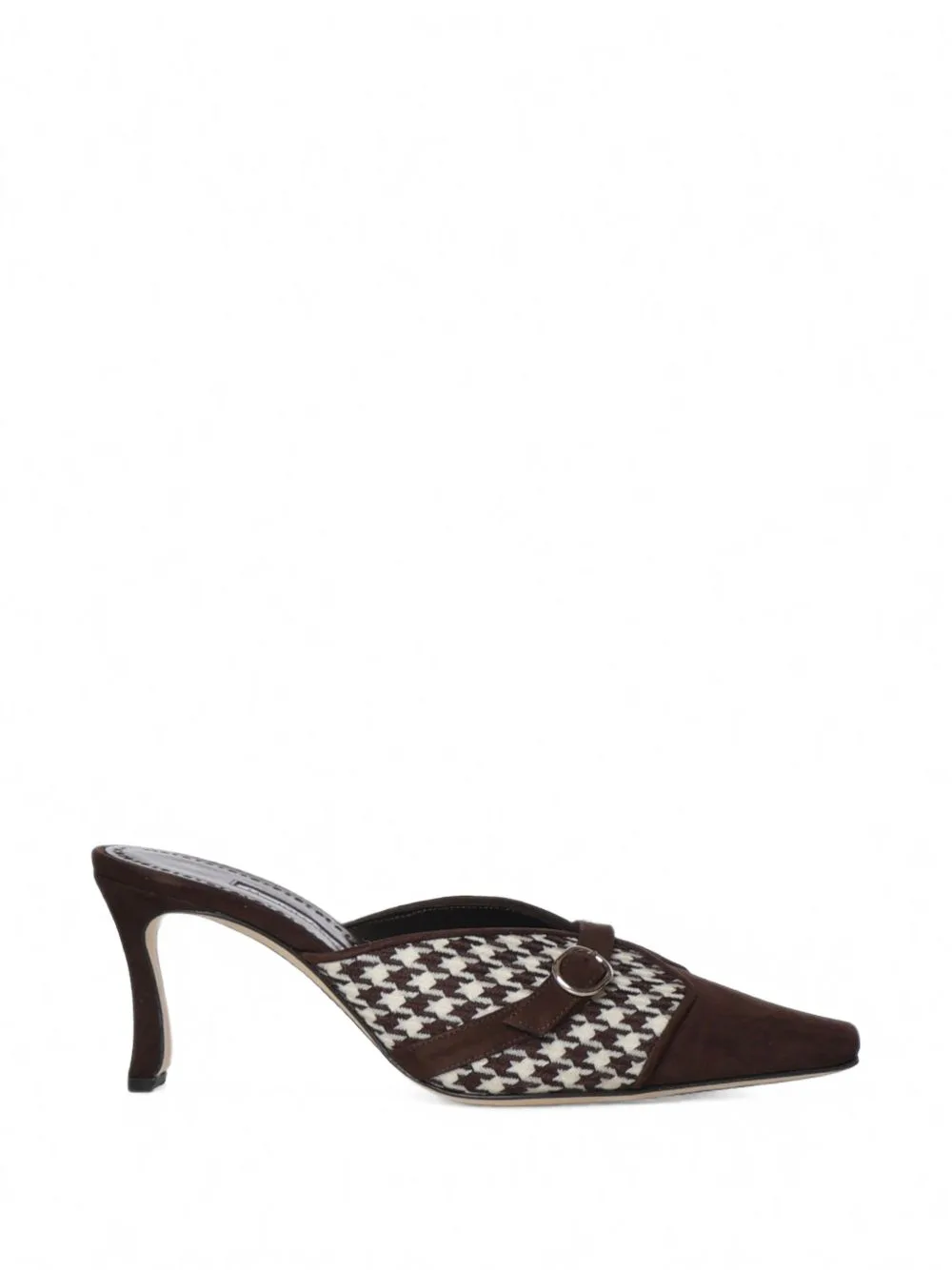Houndstooth Buckle-Detail Mules by Manolo Blahnik