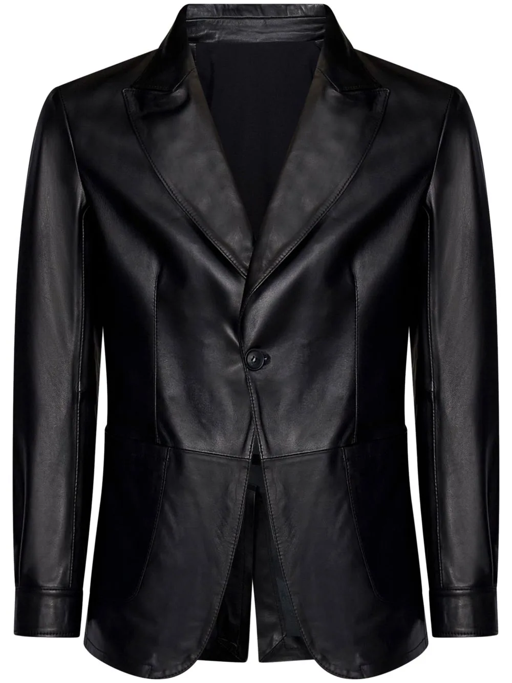 Single-Breasted Leather Blazer by FRANZESE COLLECTION