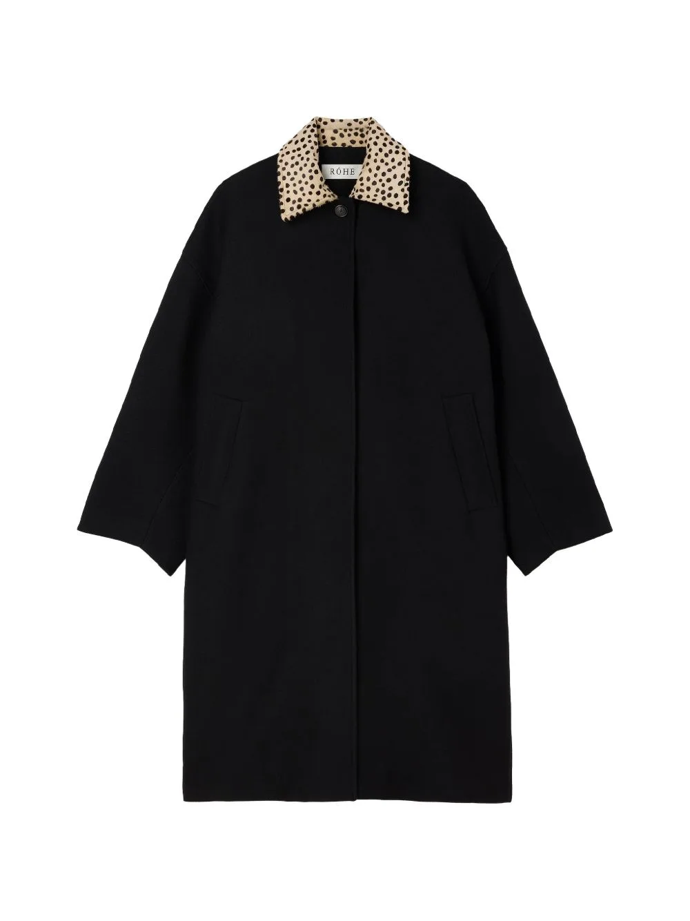 Leopard-Print Collar Wool Coat by Róhe