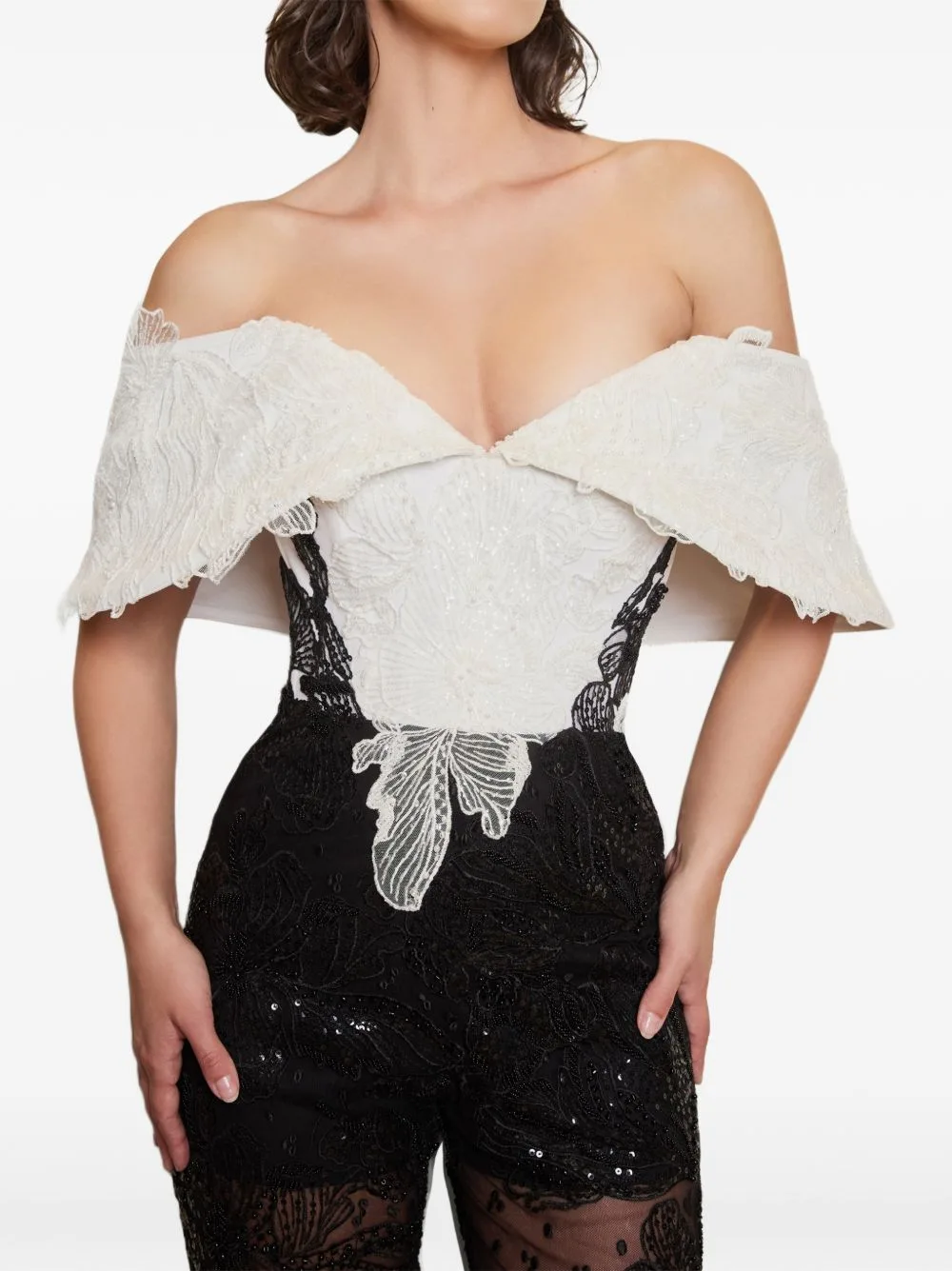 Sequin-Embellished Lace-Overlay Jumpsuit by IMROSKA