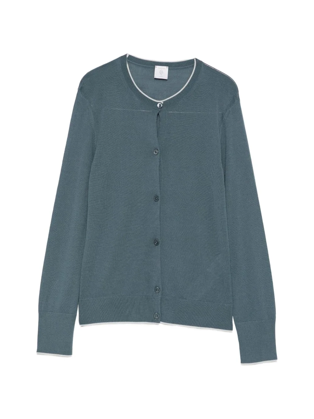 Contrast-Trim Wool Cardigan by Eleventy
