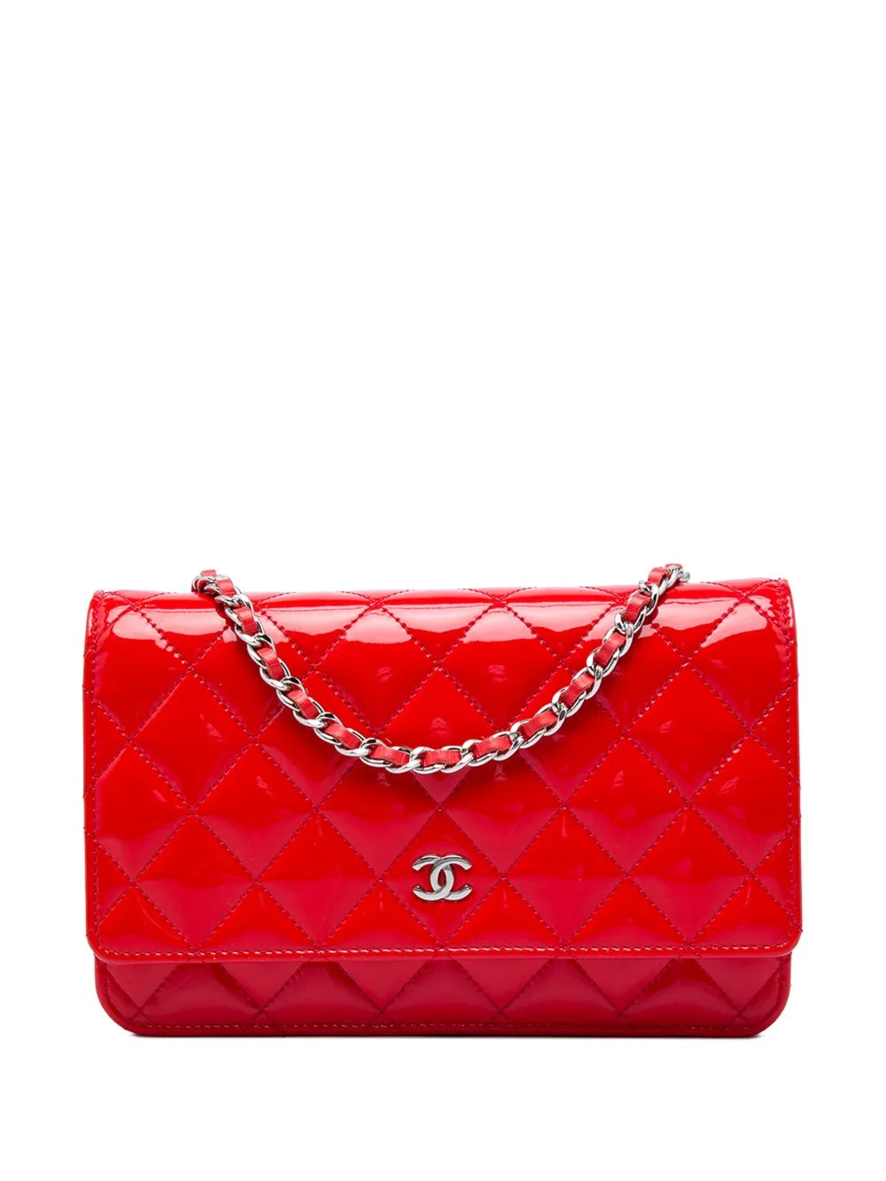 2013-2014 CC Quilted Patent Wallet on Chain Crossbody Bag by CHANEL Pre-Owned