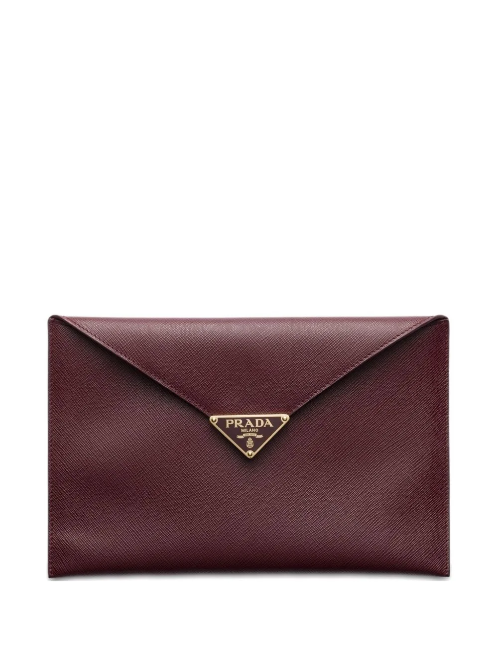 Leather Triangle-Logo Clutch by Prada