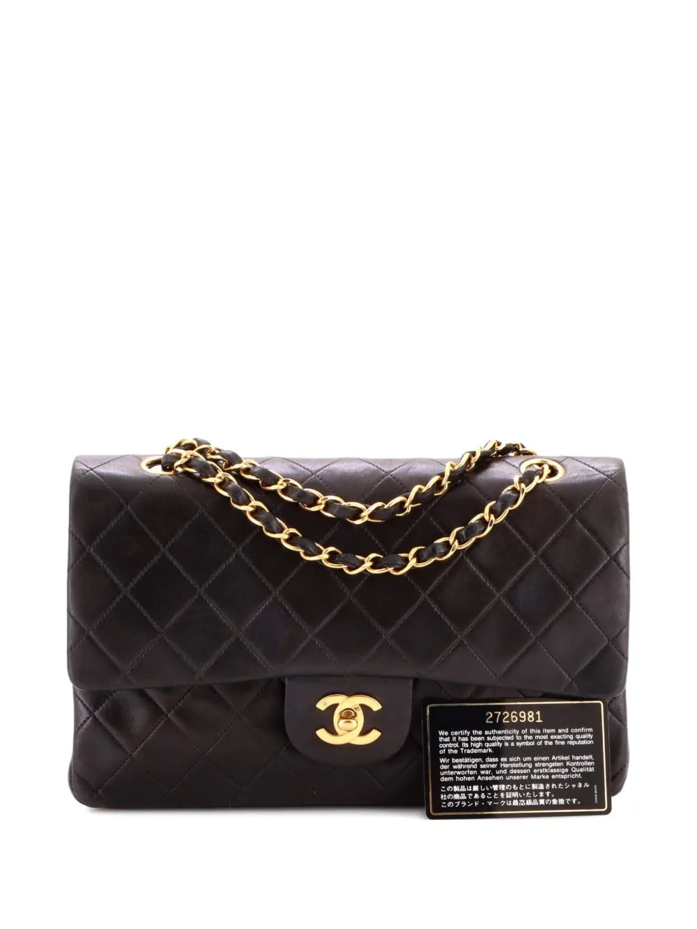 Classic Double Flap Bag Quilted Lambskin Medium Shoulder Bag by CHANEL Pre-Owned