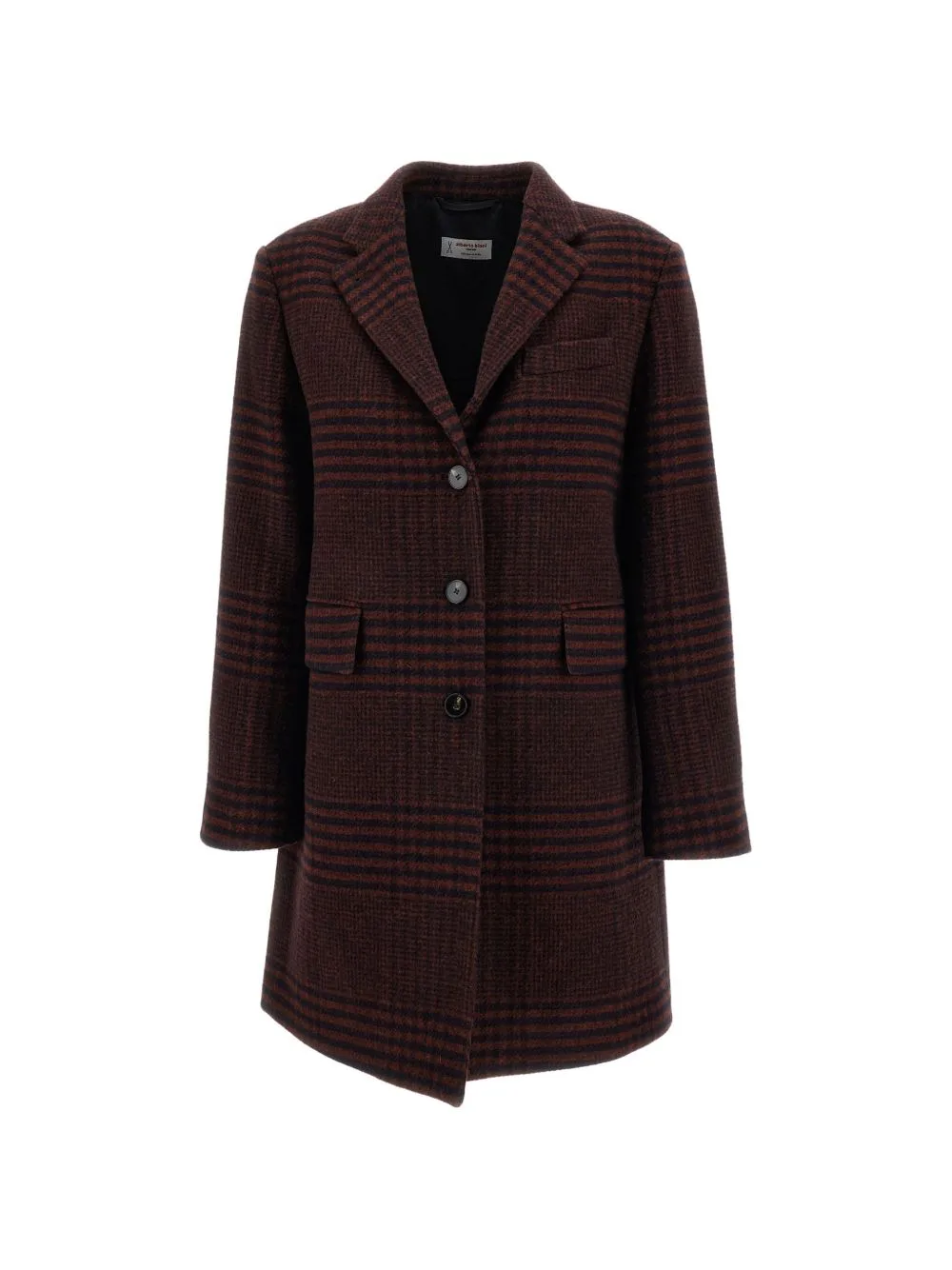 Check Single-Breasted Coat by Alberto Biani