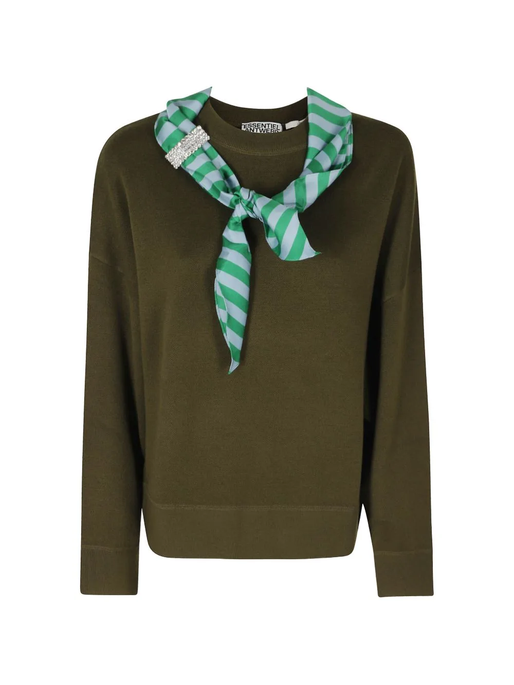 Scarf-Detail Crystal-Embellished Sweater by Essentiel Antwerp