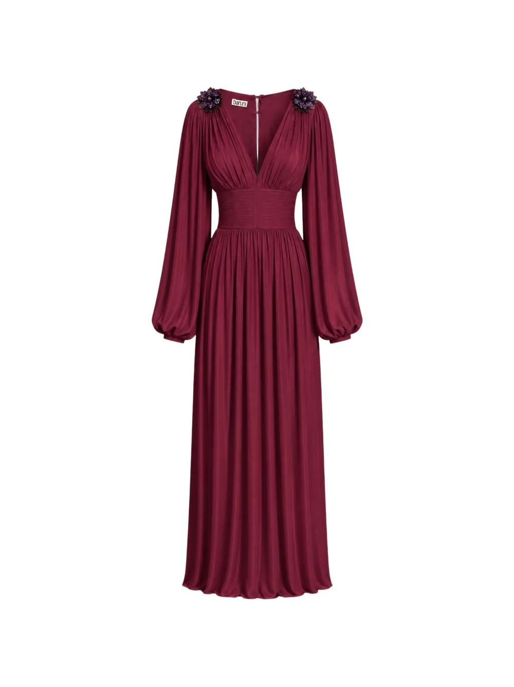 Layan Floral-Embellished Pleated Maxi Dress by Baruni