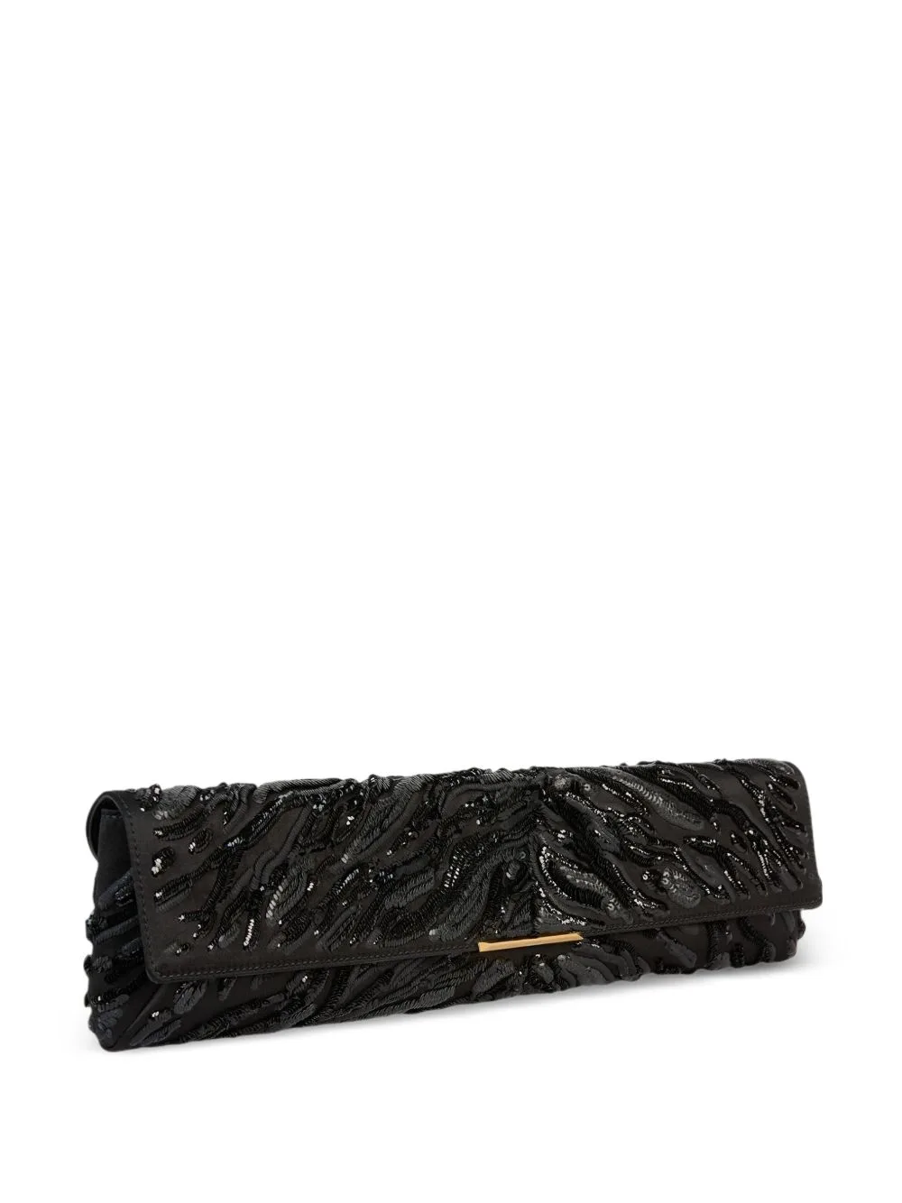 Long Clutch Bag in Embroidered Satin