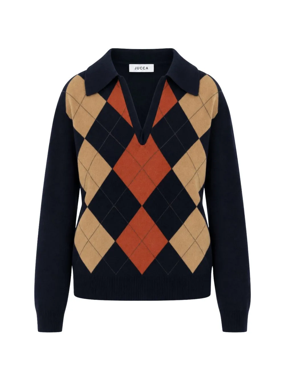 Argyle-Intarsia Collar Sweater by Jucca