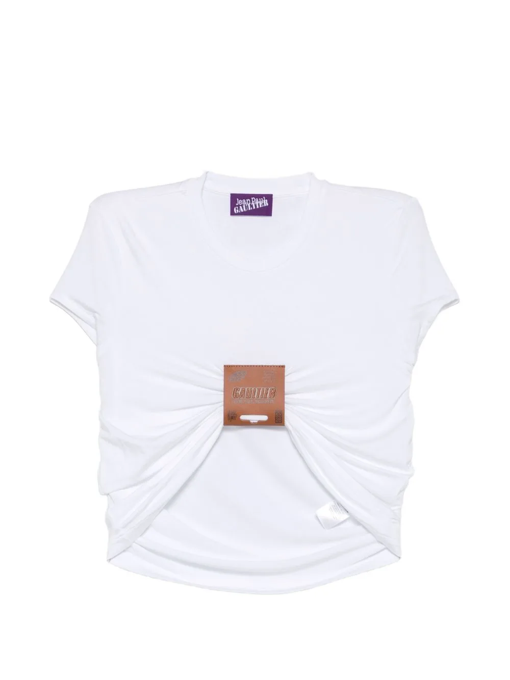 Leather-Tag Ruched T-Shirt by Jean Paul Gaultier