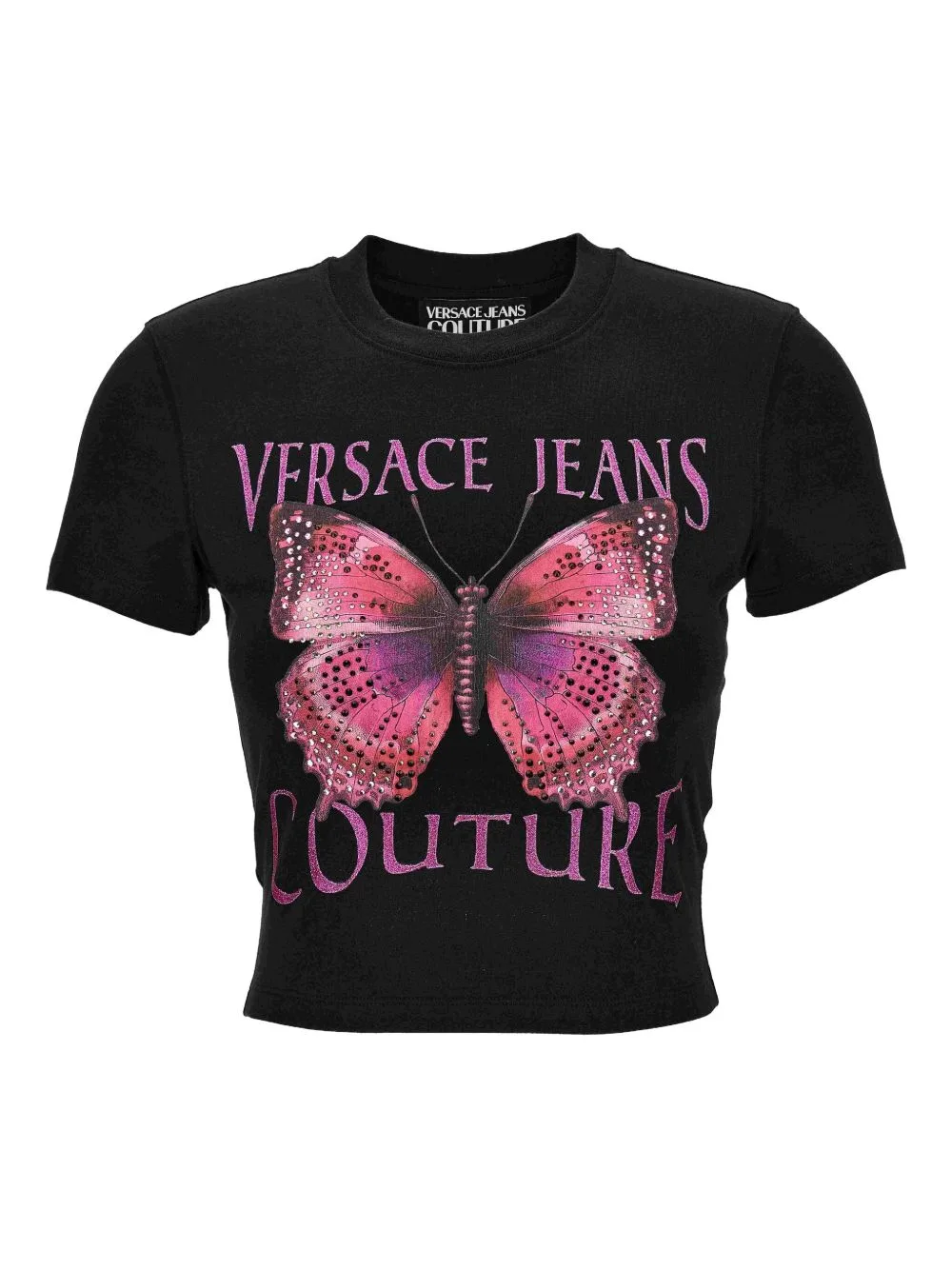 Butterfly-Embellished Cropped Top by Versace Jeans Couture