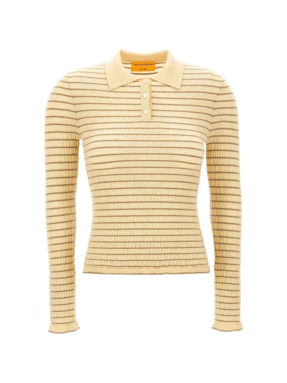 Striped Smocked Polo Shirt by Guest In Residence