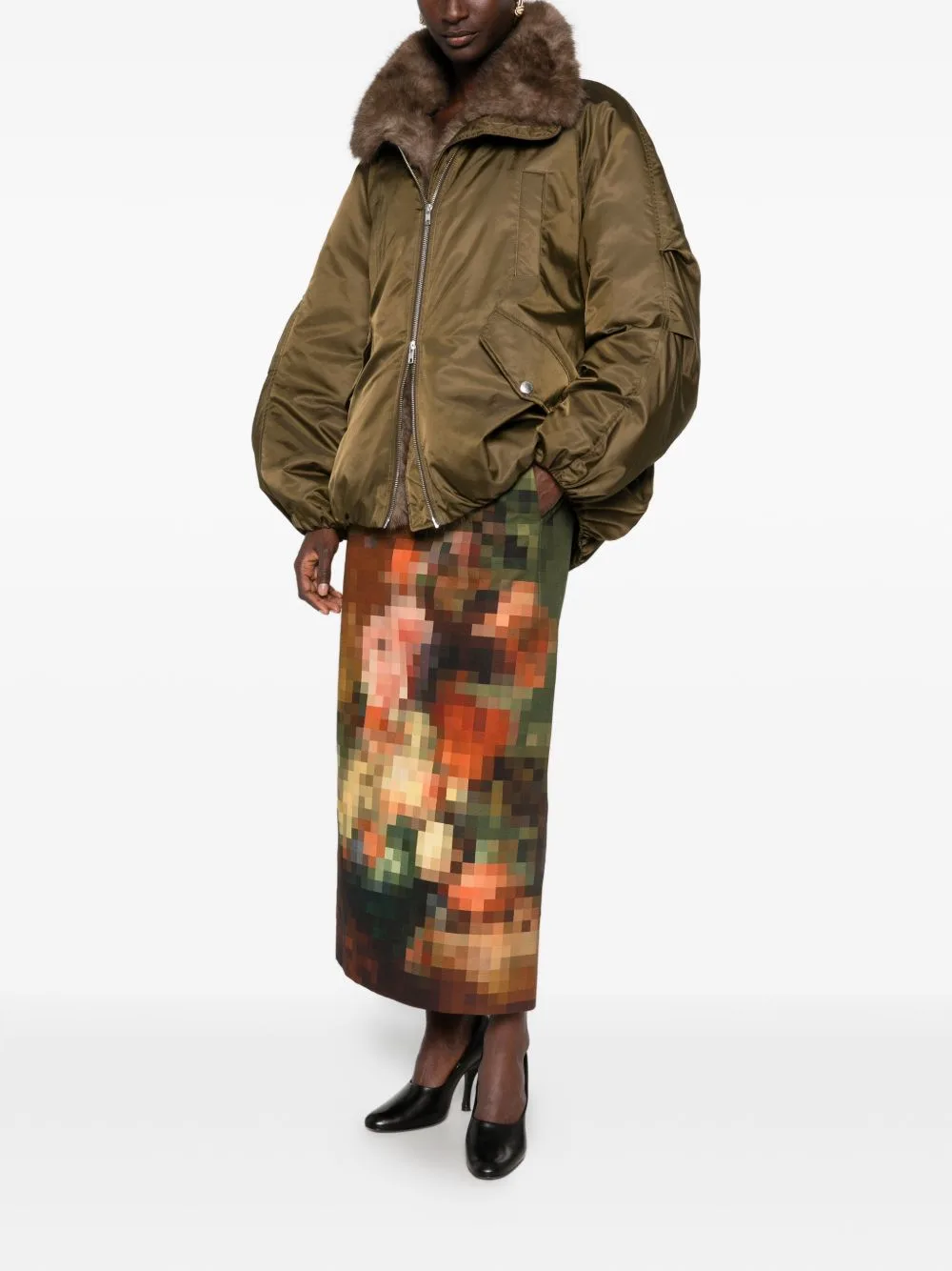 Thilda Faux-Fur Trim Bomber Jacket by STAND STUDIO