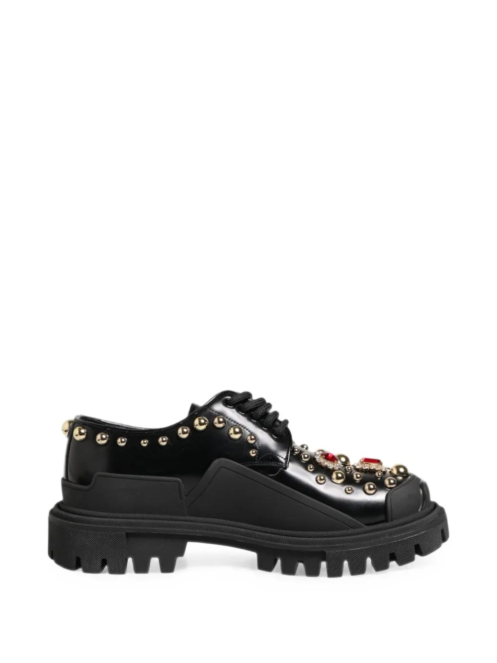 Crystal-Embellished Studded Derby Shoes by Dolce & Gabbana