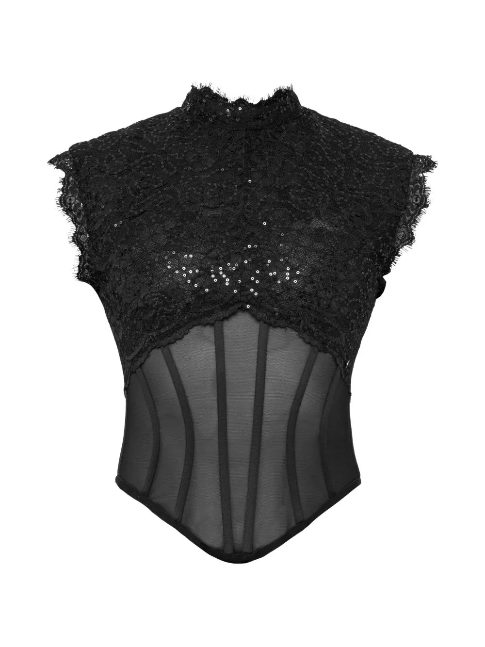 Sequin Details Tulle Corset Top by NISSA