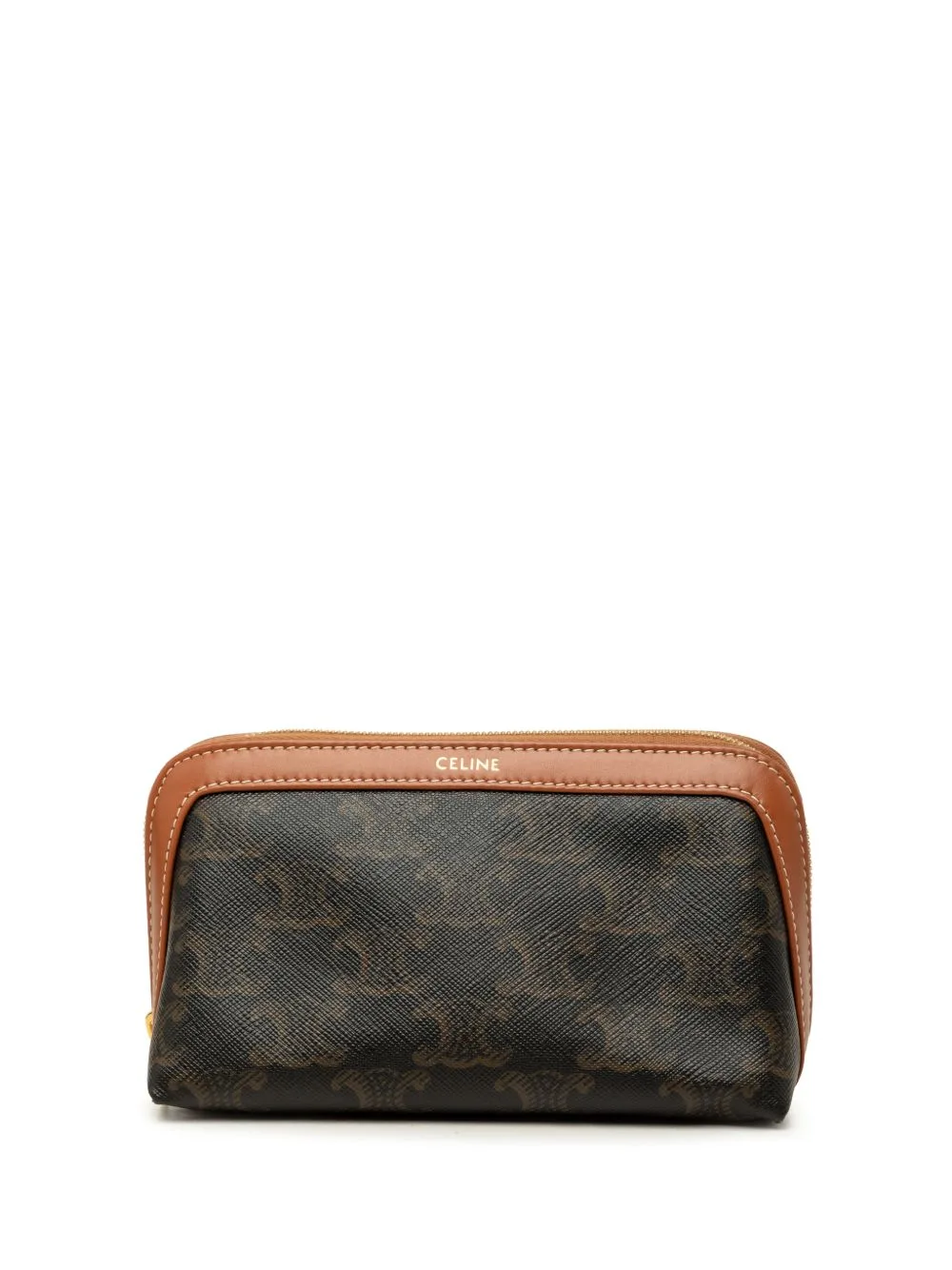 2023 Small Triomphe Coated Canvas and Calfskin Cosmetic Pouch