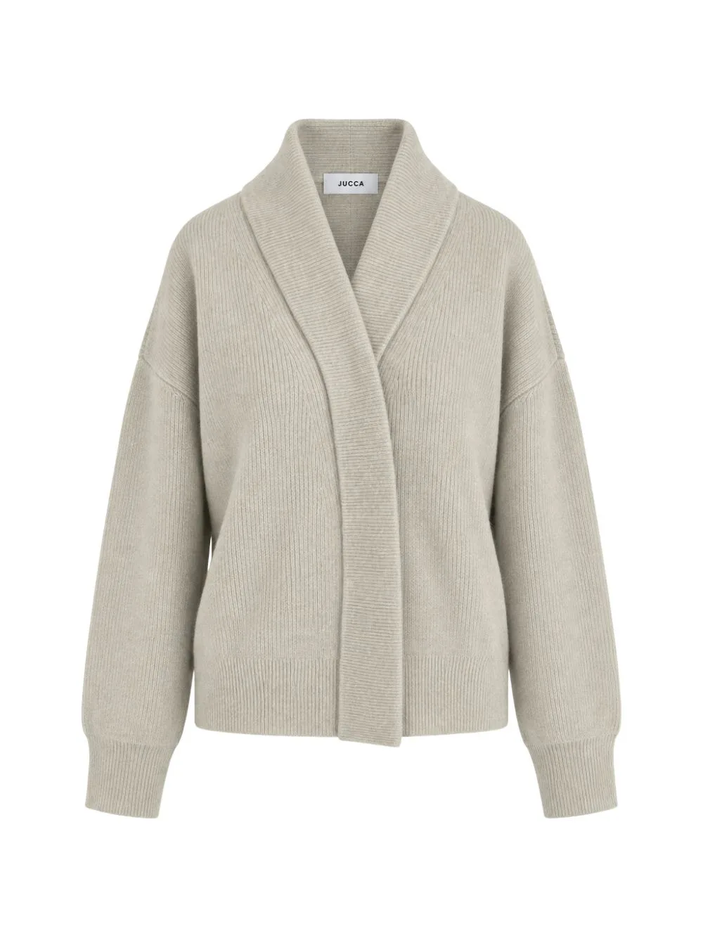 Ribbed Shawl-Collar Cardigan by Jucca