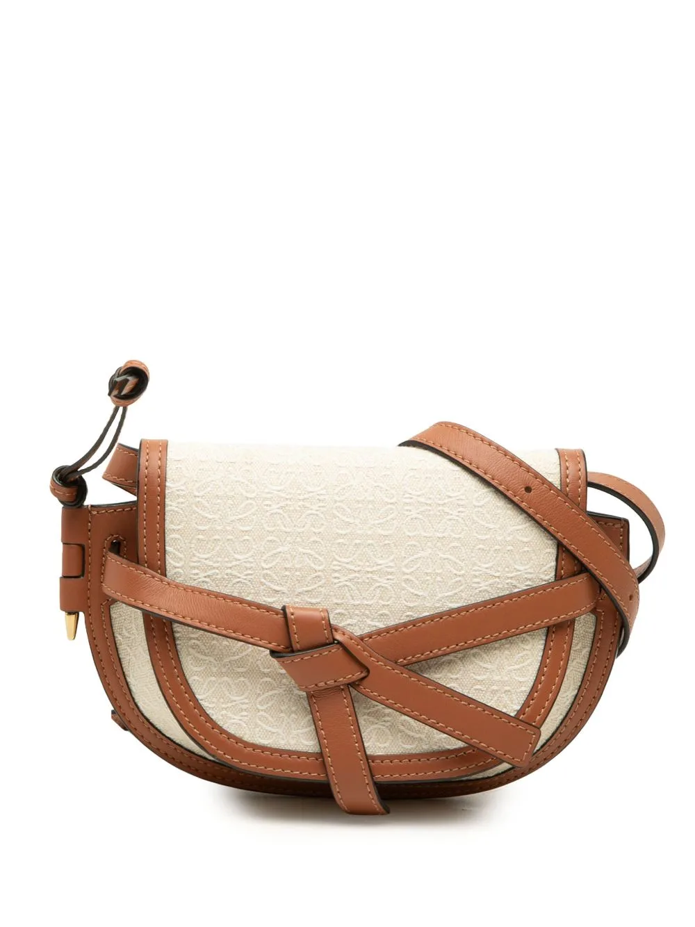 2021 Mini Bicolor Anagram Canvas and Smooth Calfskin Gate Crossbody Bag by Loewe Pre-Owned
