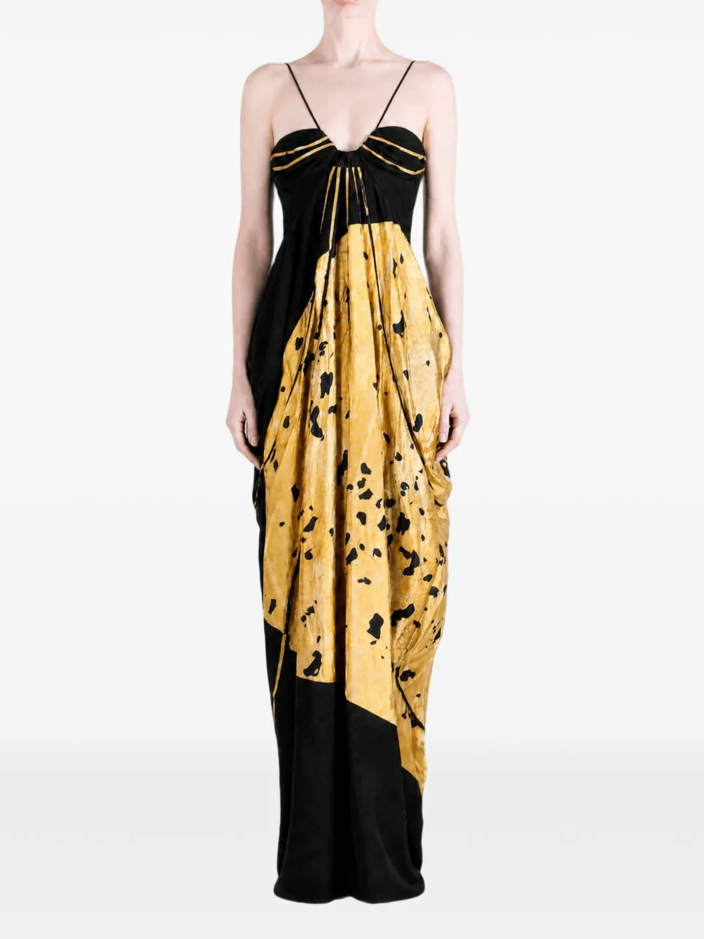 Draped Floral-Print Maxi Dress by YANGKEHAN