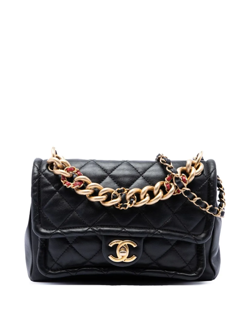2019 Small Quilted Lambskin Chain Link Flap Satchel by CHANEL Pre-Owned
