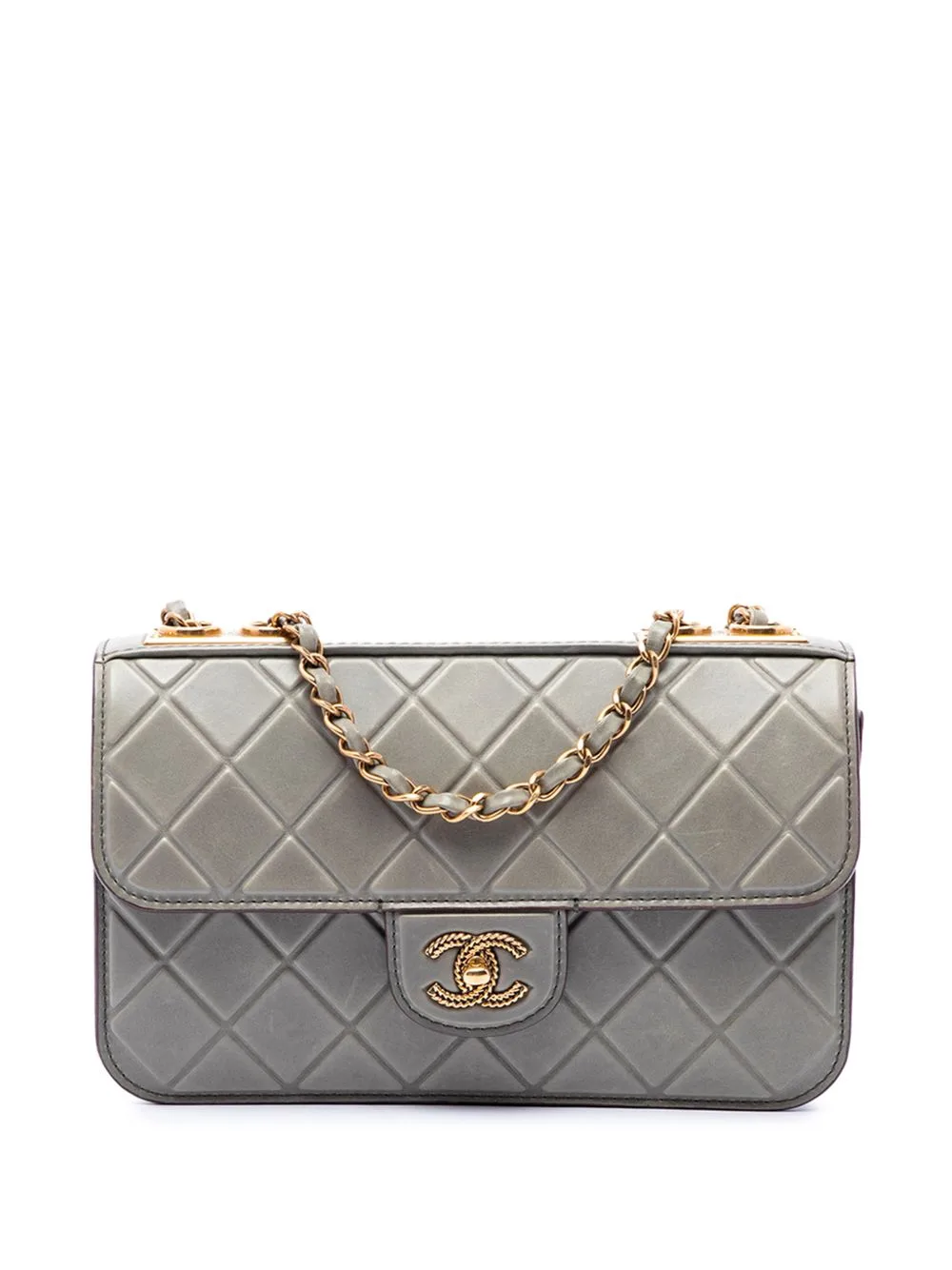 2015-2016 CC Quilted Debossed Calfskin Flap Shoulder Bag