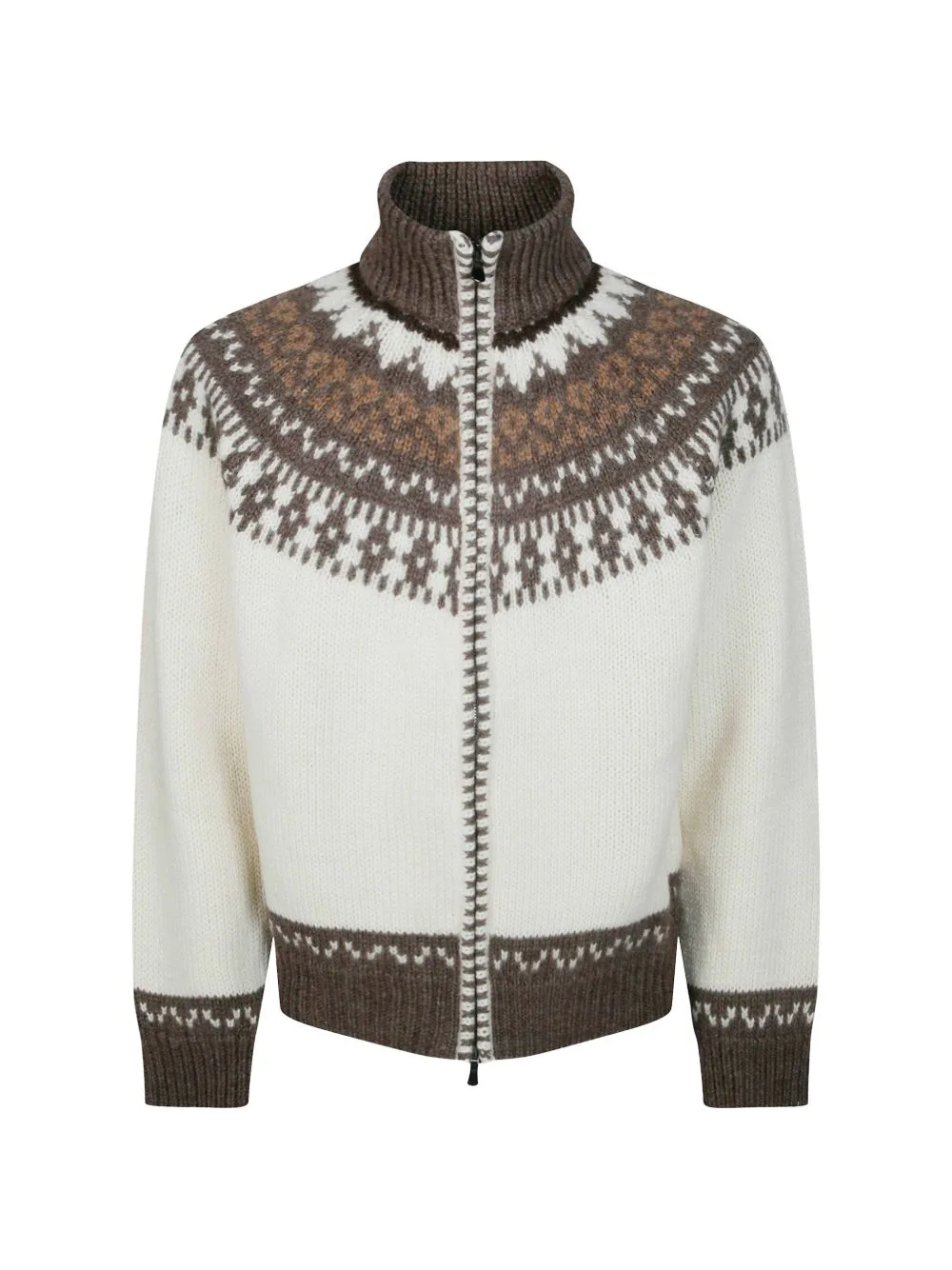 Jacquard-Knit Zip-Up Cardigan by Altea