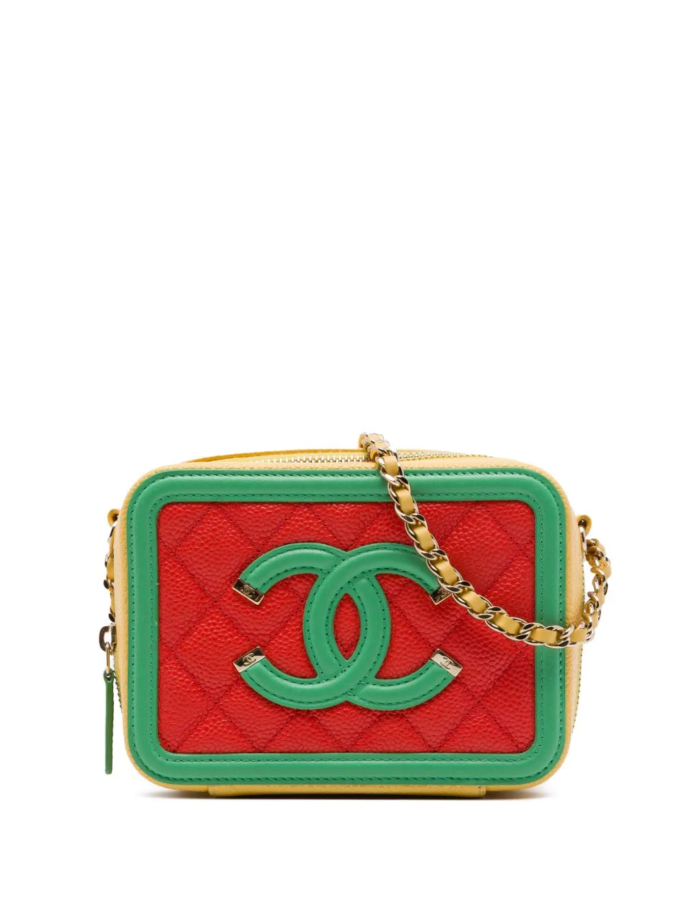 2019 Mini Tricolor Caviar CC Filigree Vanity Case Crossbody Bag by CHANEL Pre-Owned