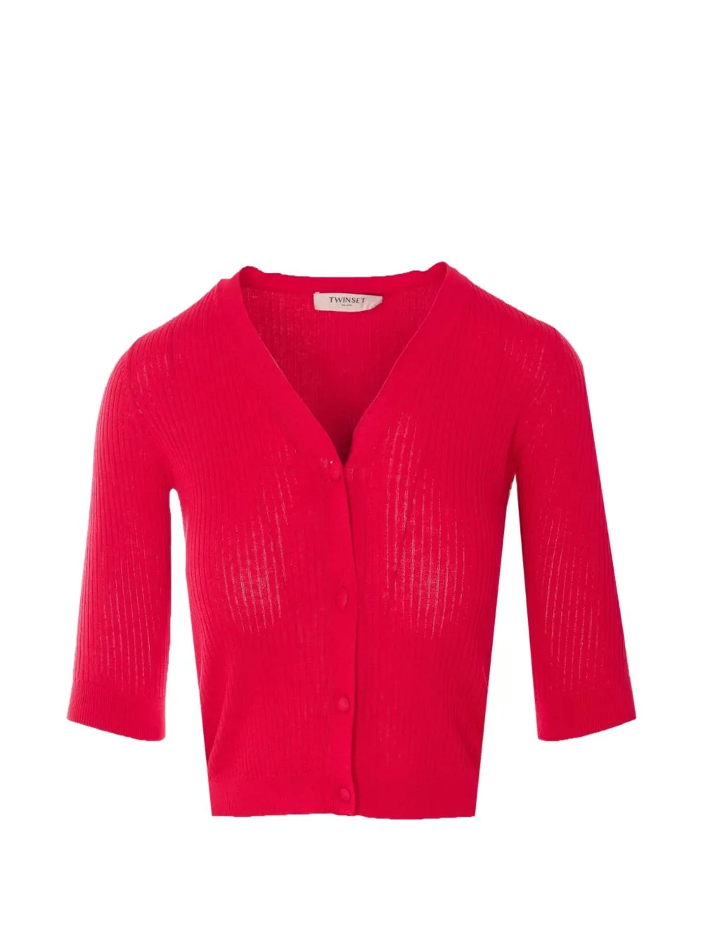 Ribbed-Knit V-Neck Cardigan by TWINSET