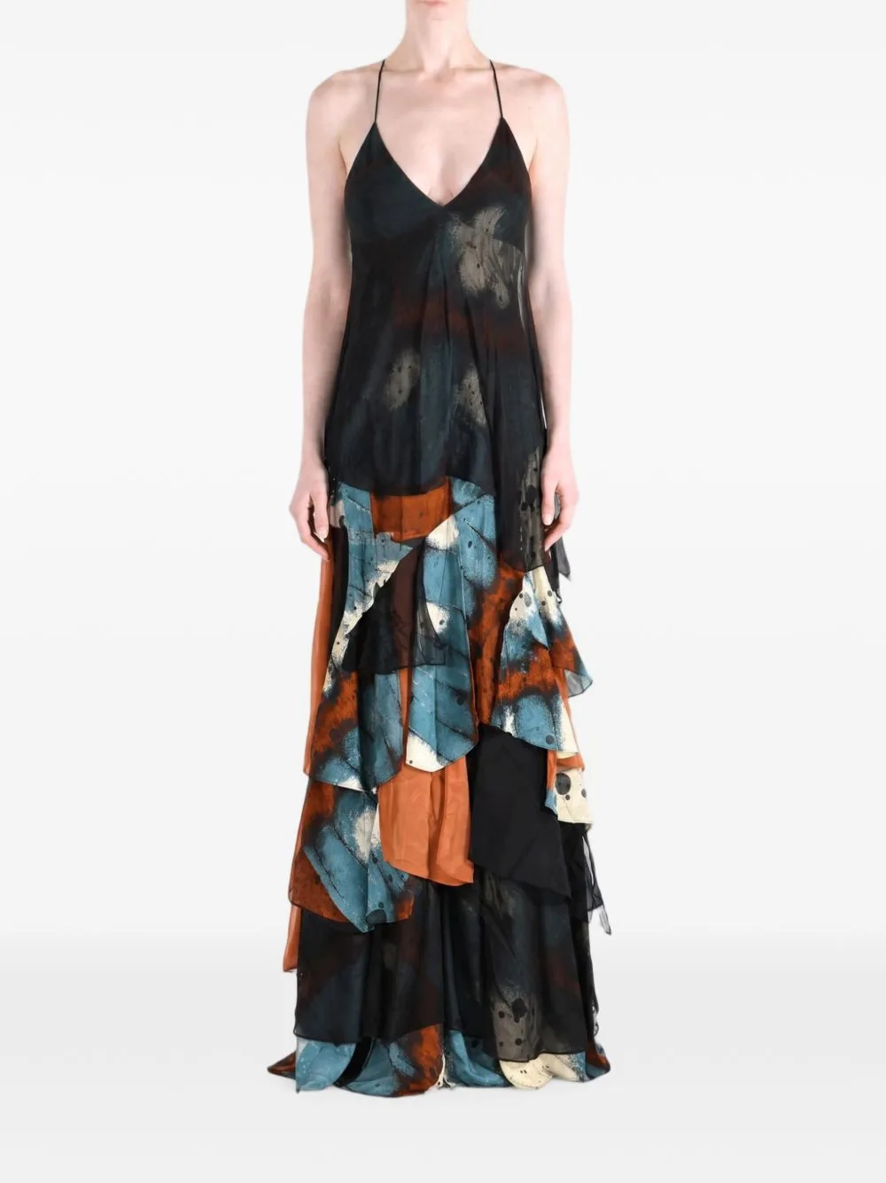 Floral-Print Tiered Maxi Dress by YANGKEHAN