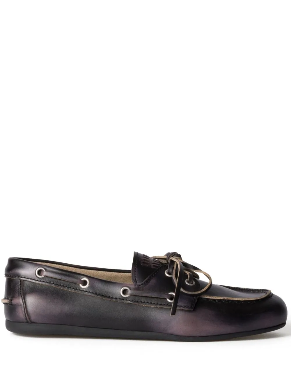 Bleached-Effect Deck Leather Loafers