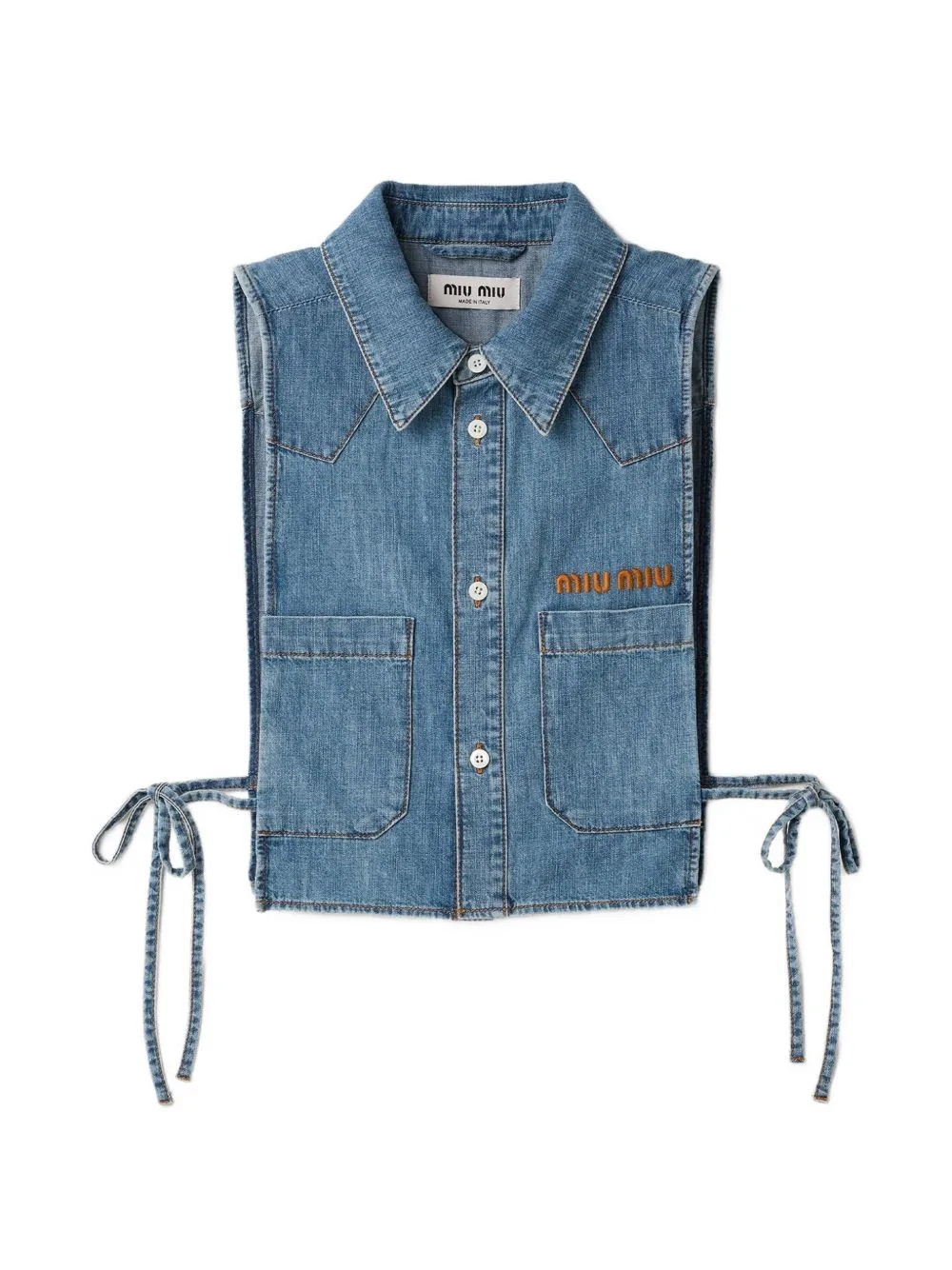 Logo-Embroidered Side-Tie Shirt by Miu Miu