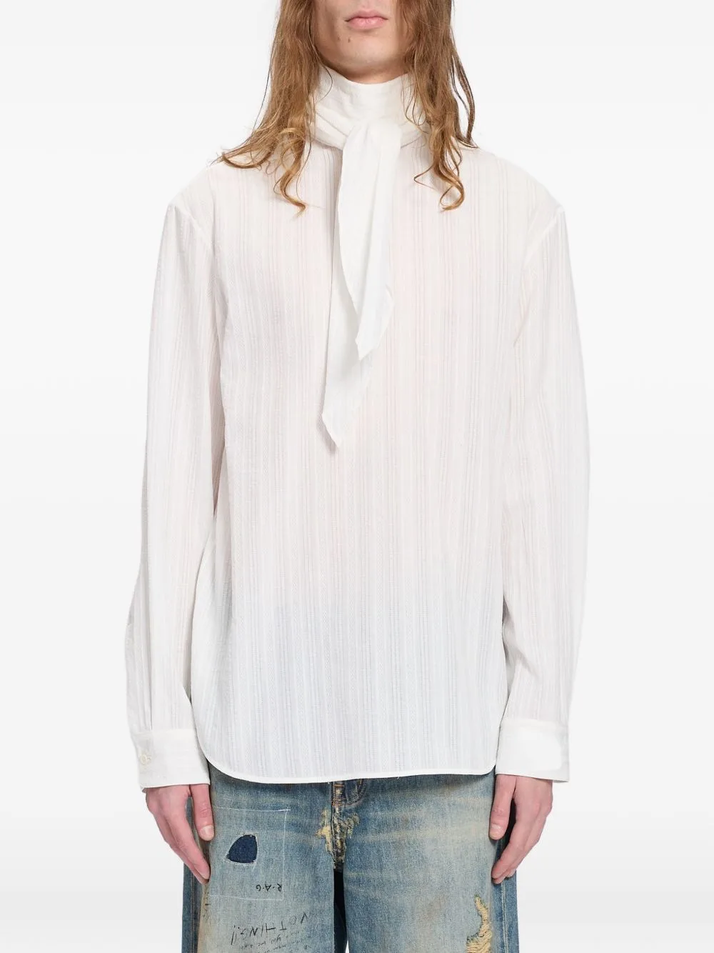 Pussy-Bow Ajour-Knit T-Shirt by Ann Demeulemeester