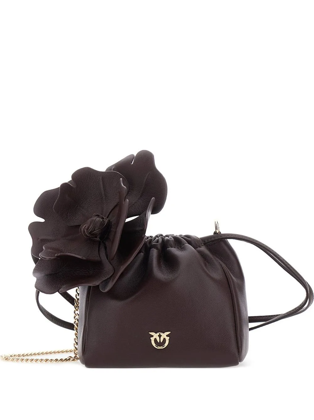 Flower-Embellished Leather Shoulder Bag by PINKO