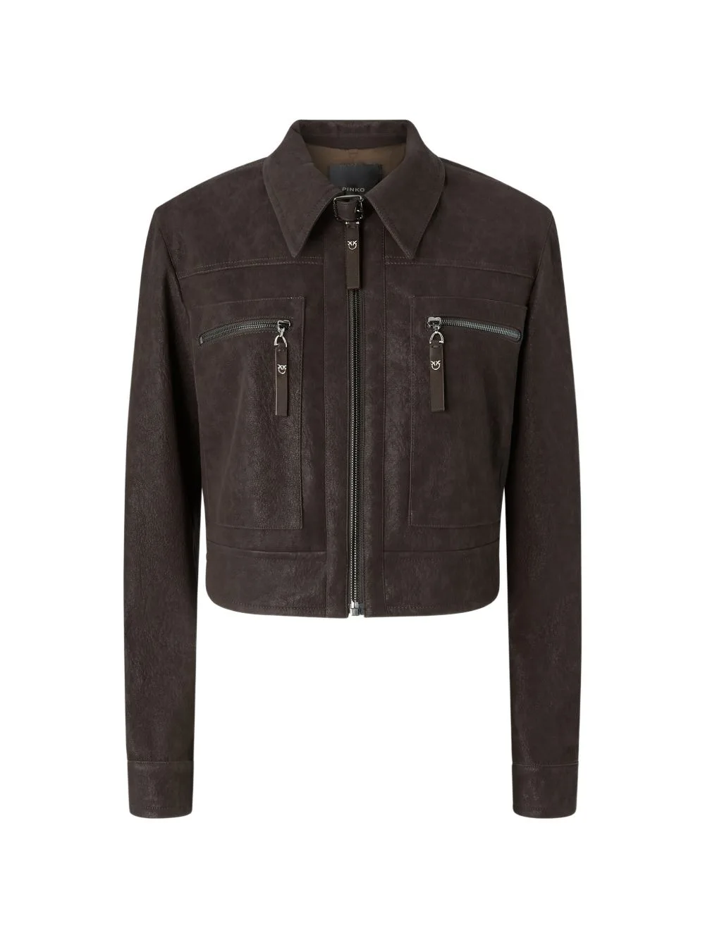 Cropped Nubuck Leather-Effect Jacket by PINKO