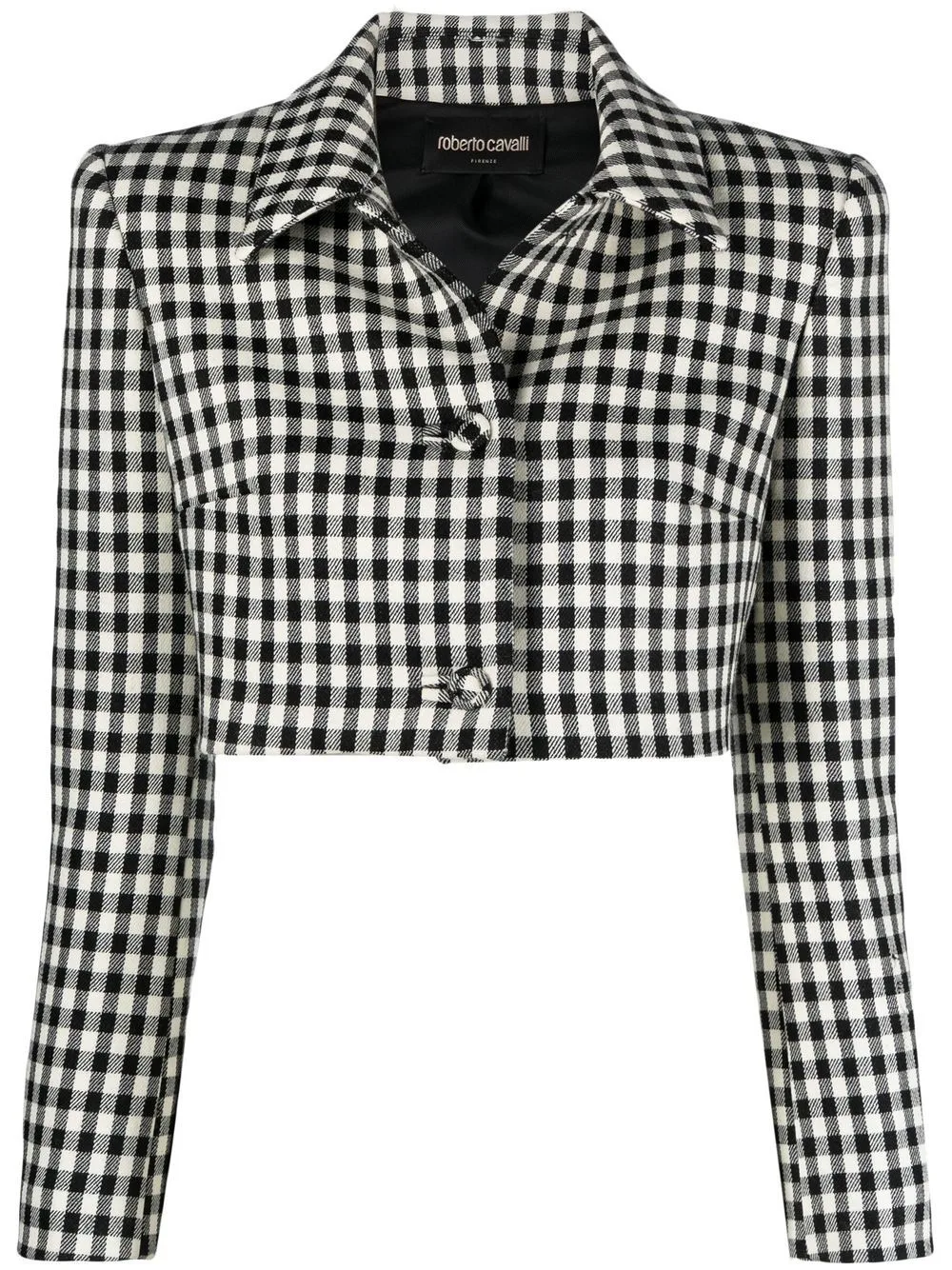 Cropped Gingham-Check Jacket by Roberto Cavalli