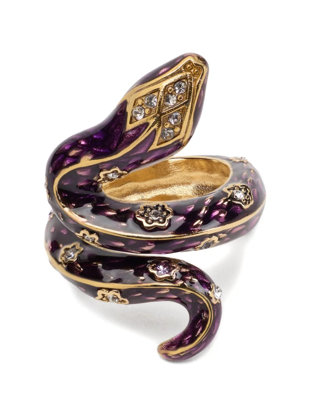 Crystal-Embellished Snake Ring by Roberto Cavalli