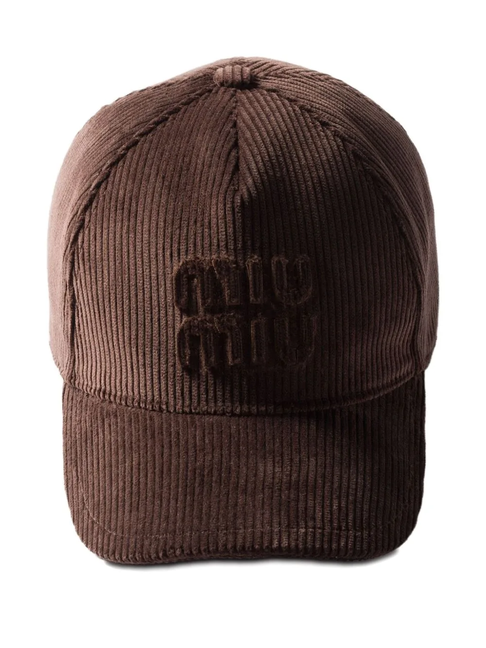 Logo-Patch Corduroy Baseball Cap by Miu Miu