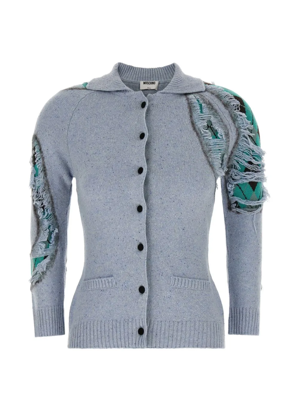 Distressed Argyle Cardigan by Moschino