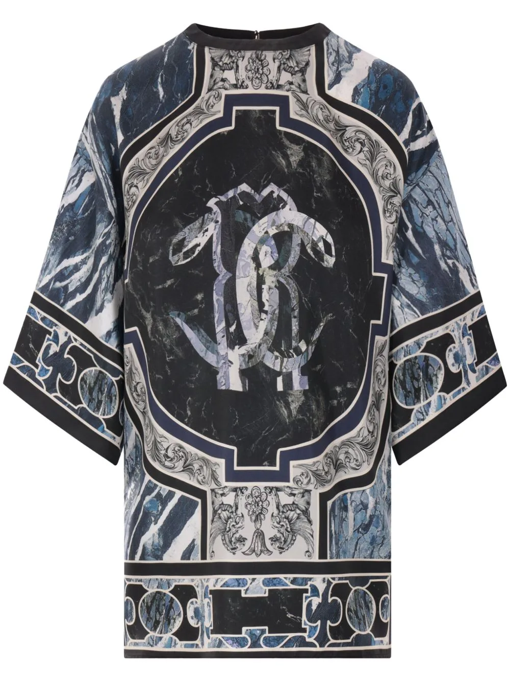 Marble-Print Silk Blouse by Roberto Cavalli