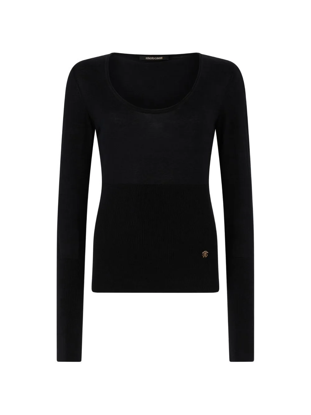 Scoop-Neck Ribbed-Knit Sweater by Roberto Cavalli
