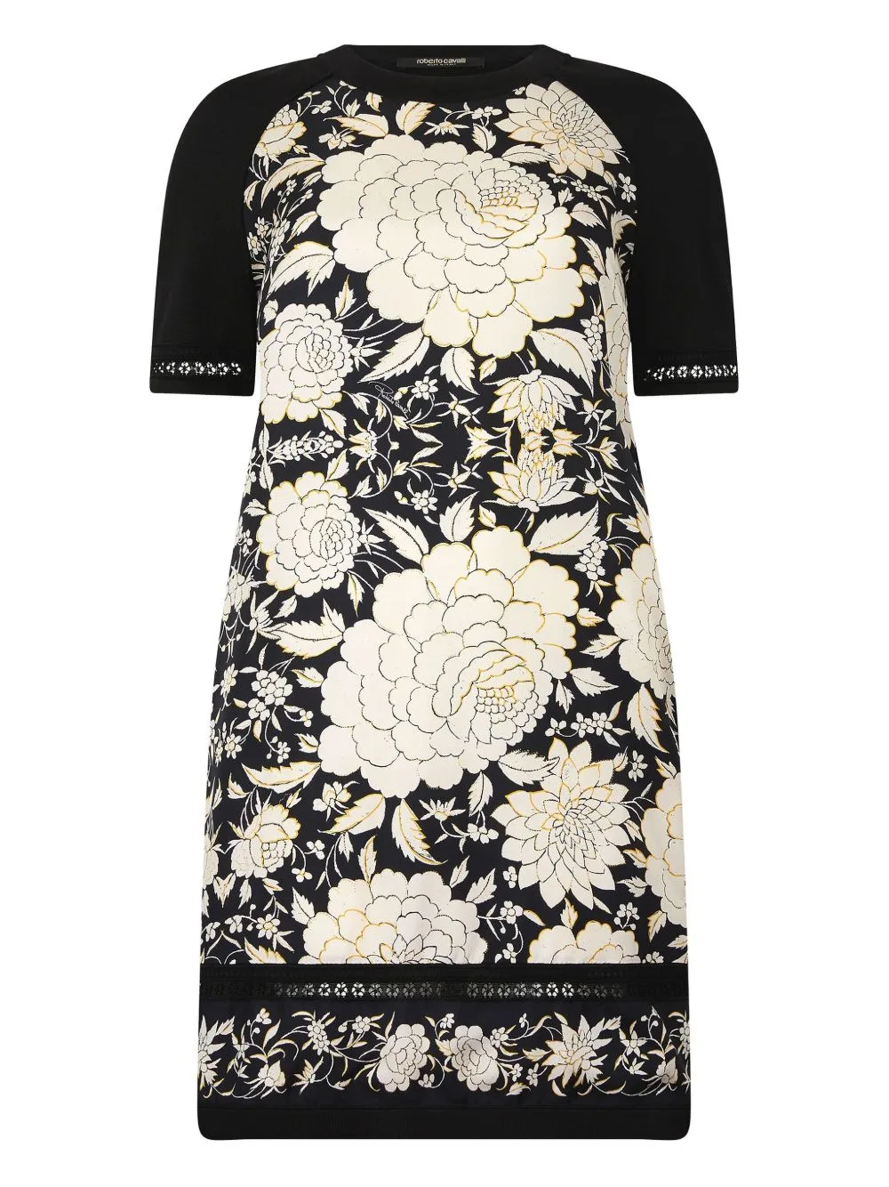 Floral-Print Raglan-Sleeve Mini Dress by Roberto Cavalli