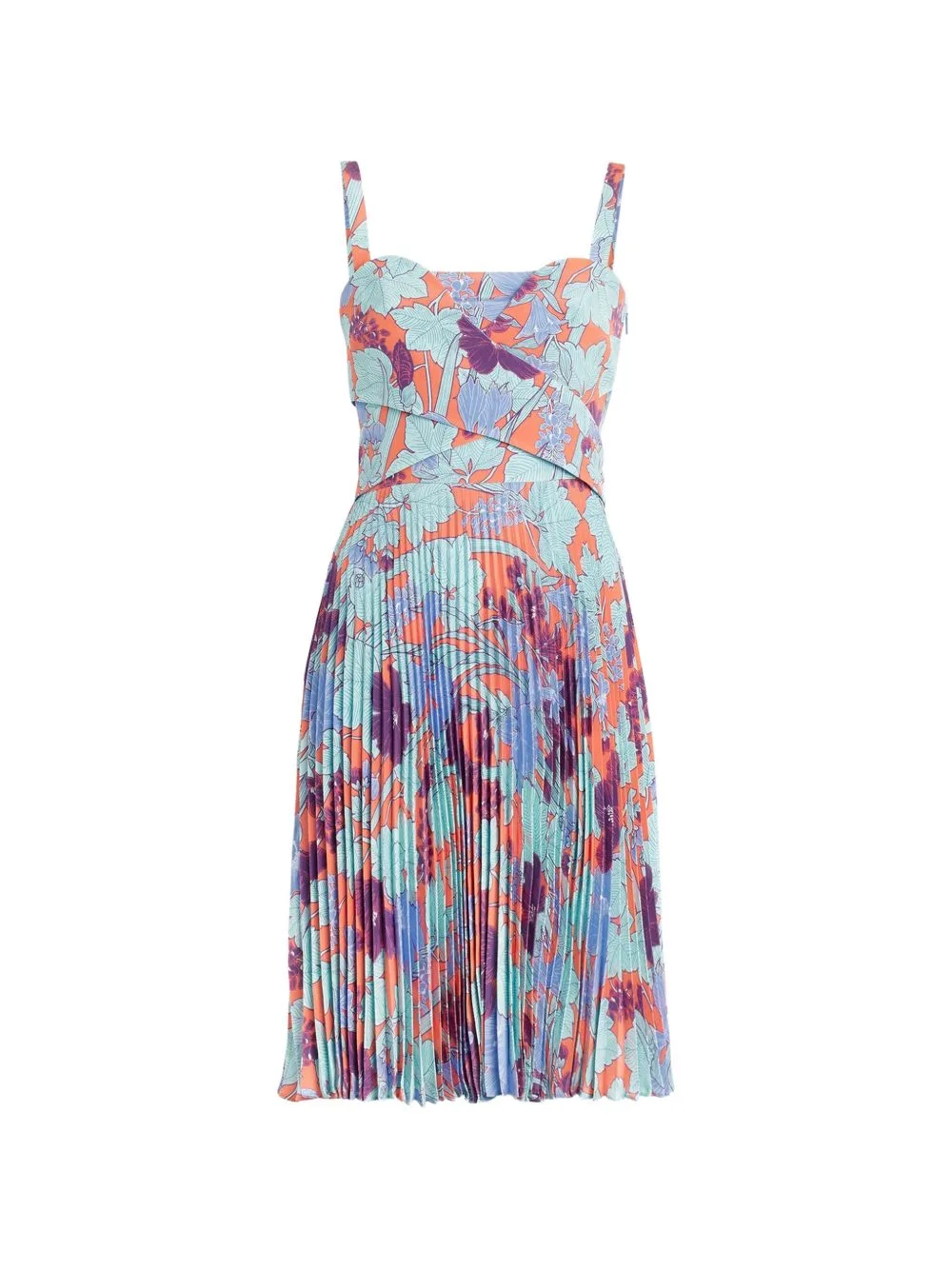 Summer Garden Silk Pleated Dress by Roberto Cavalli