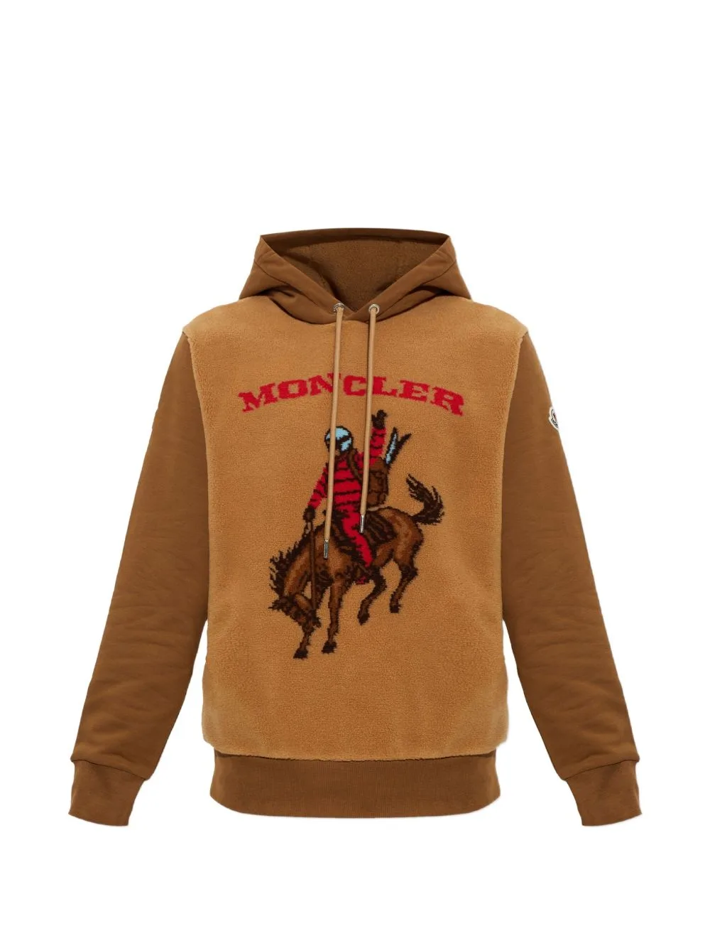Cowboy-Motif Fleece-Panel Hoodie by Moncler