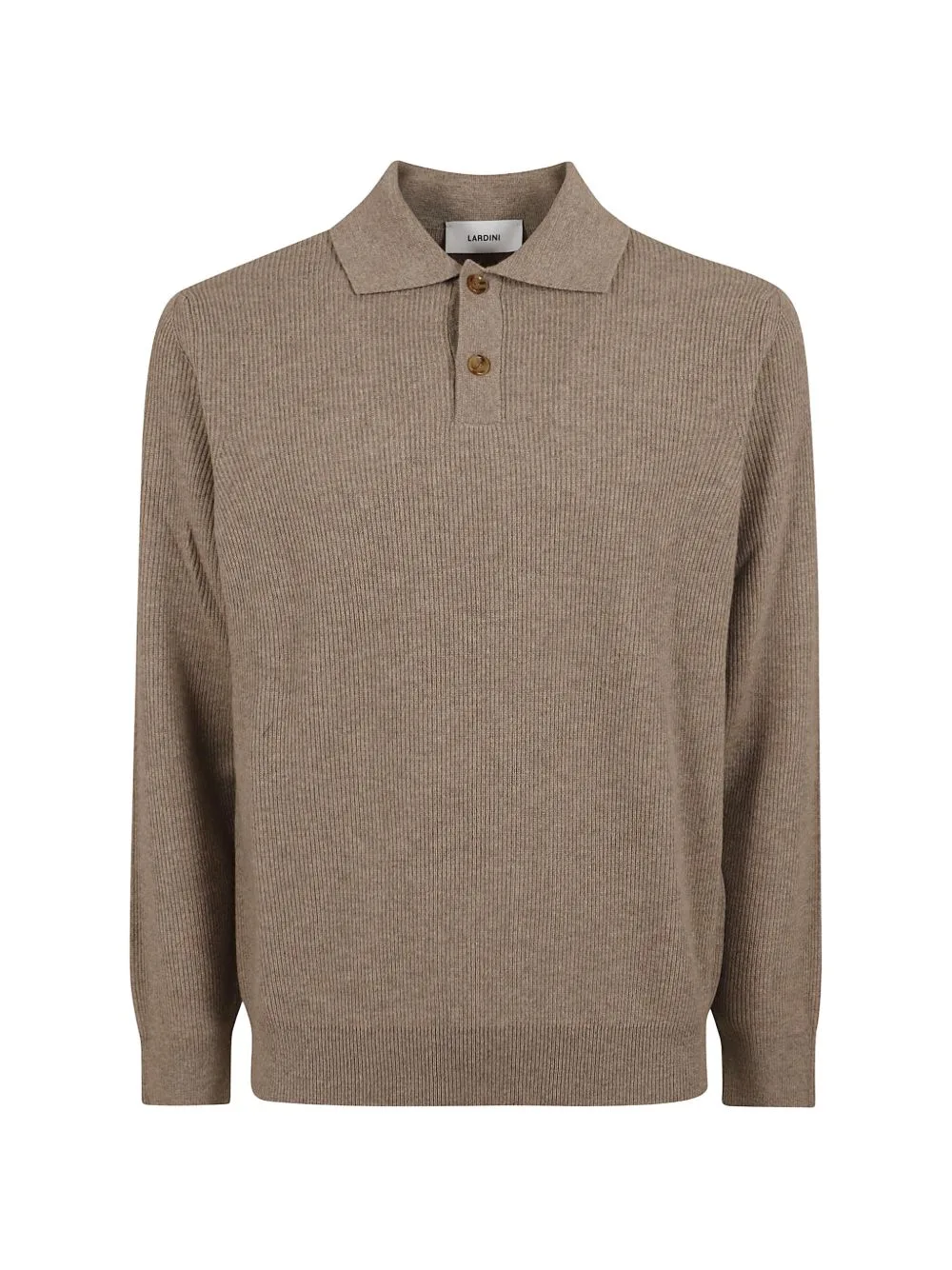 Ribbed-Knit Long-Sleeved Polo Sweater by Lardini