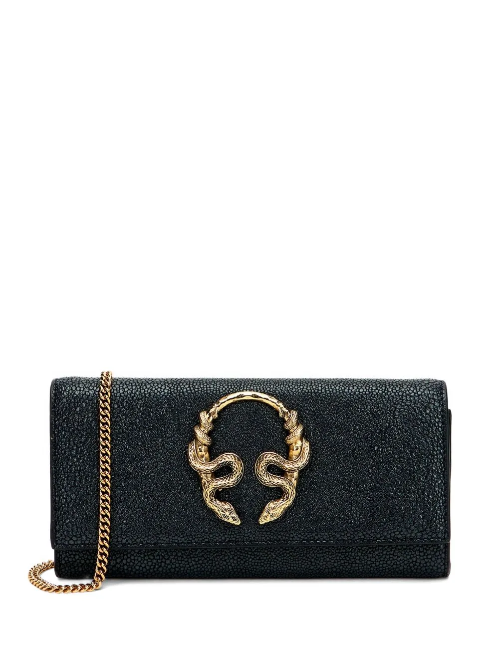Snake-Detail Chain-Strap Wallet by Roberto Cavalli
