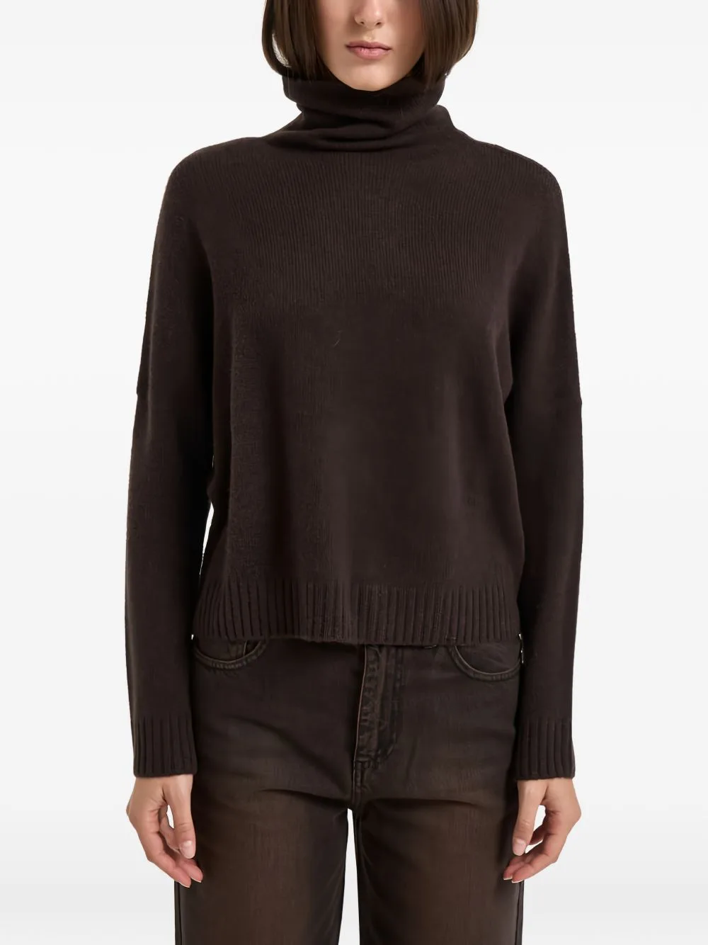 Roll-Neck Drop-Shoulder Sweater by kujten