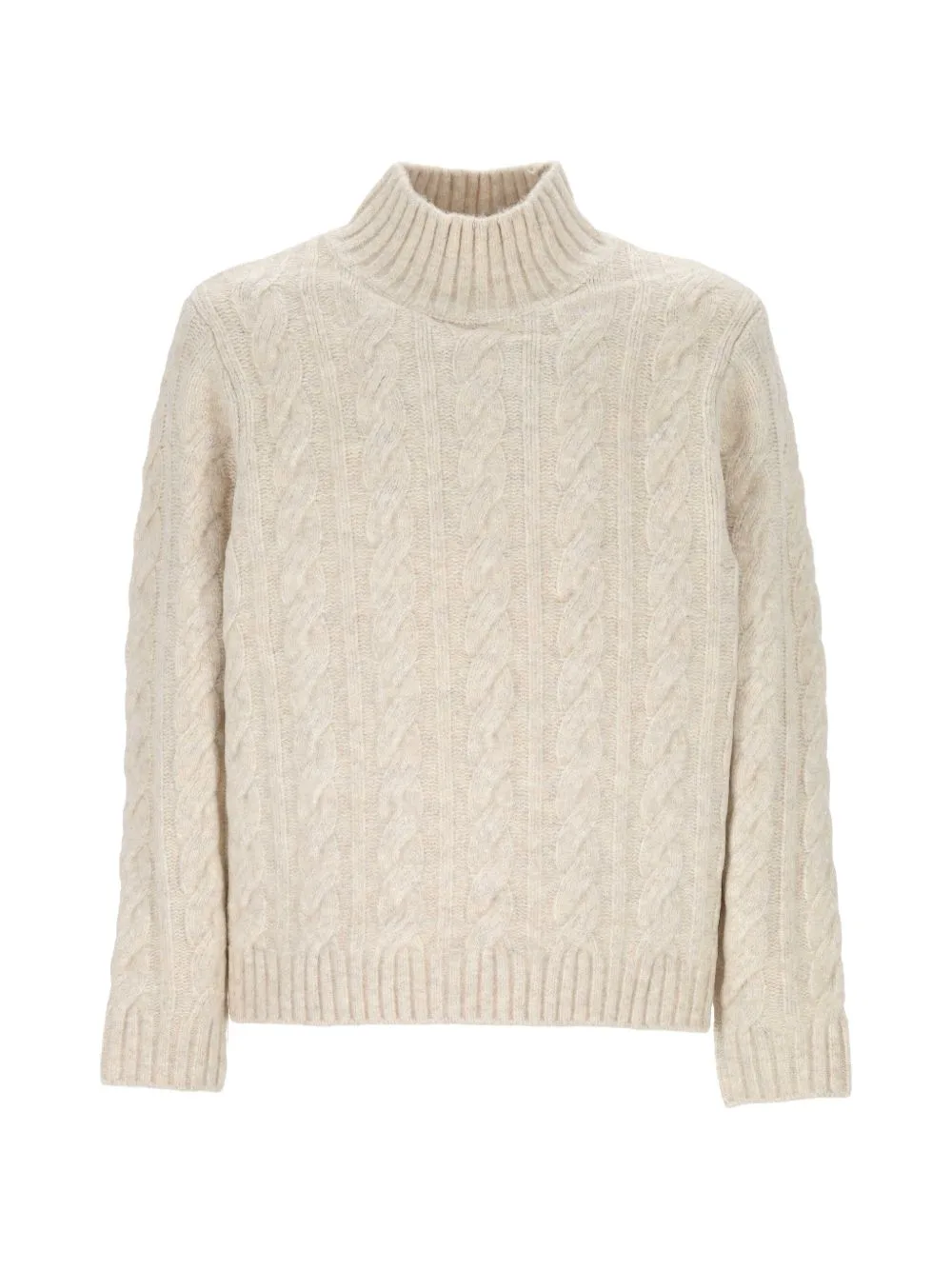 Cable-Knit High-Neck Sweater by KEELING