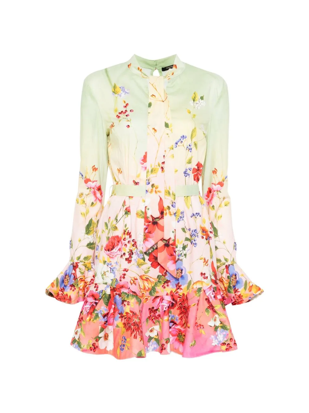 Floral Ruffled Mini Dress by Roberto Cavalli