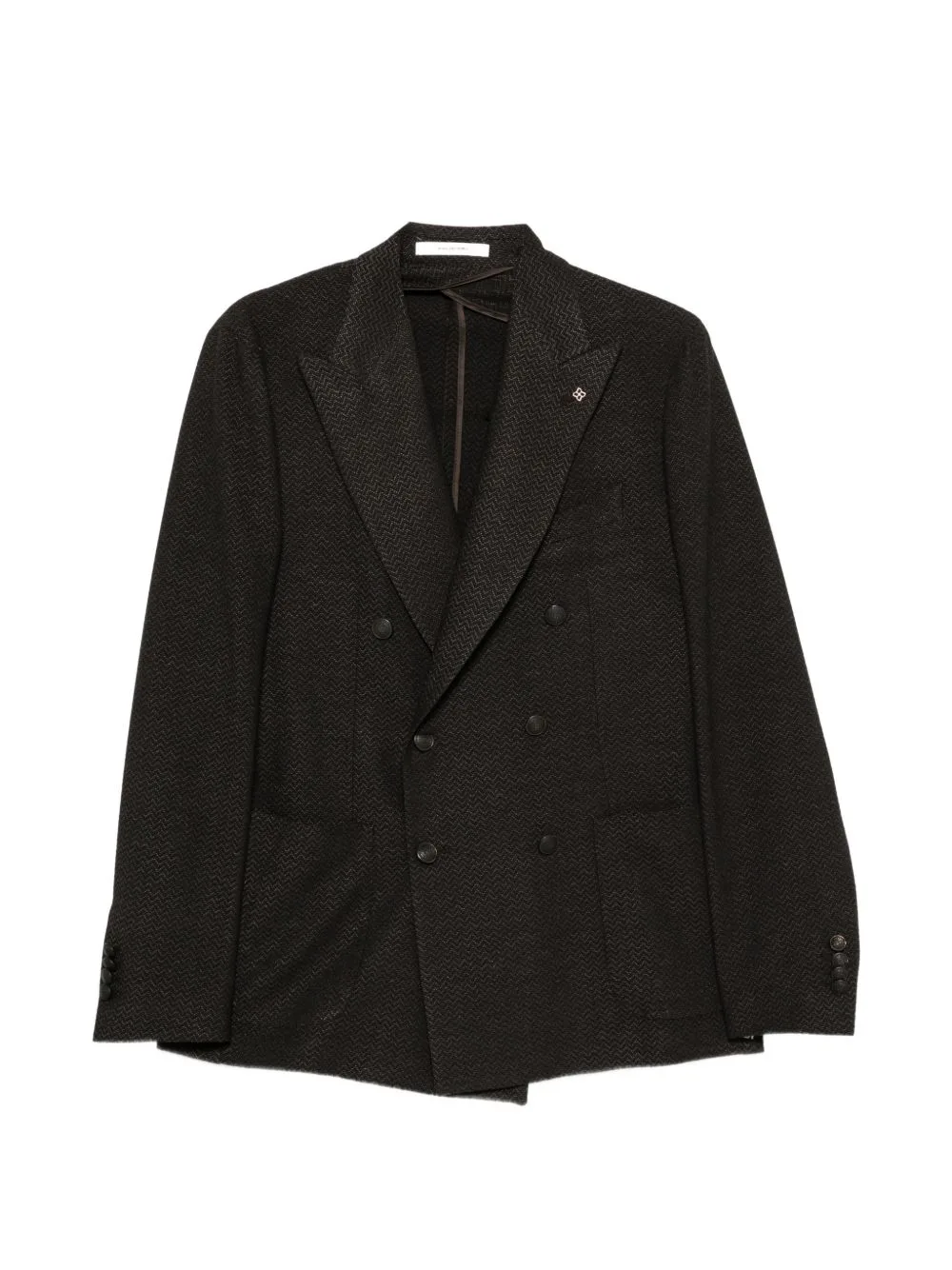 Double-Breasted Chevron-Weave Blazer by Tagliatore