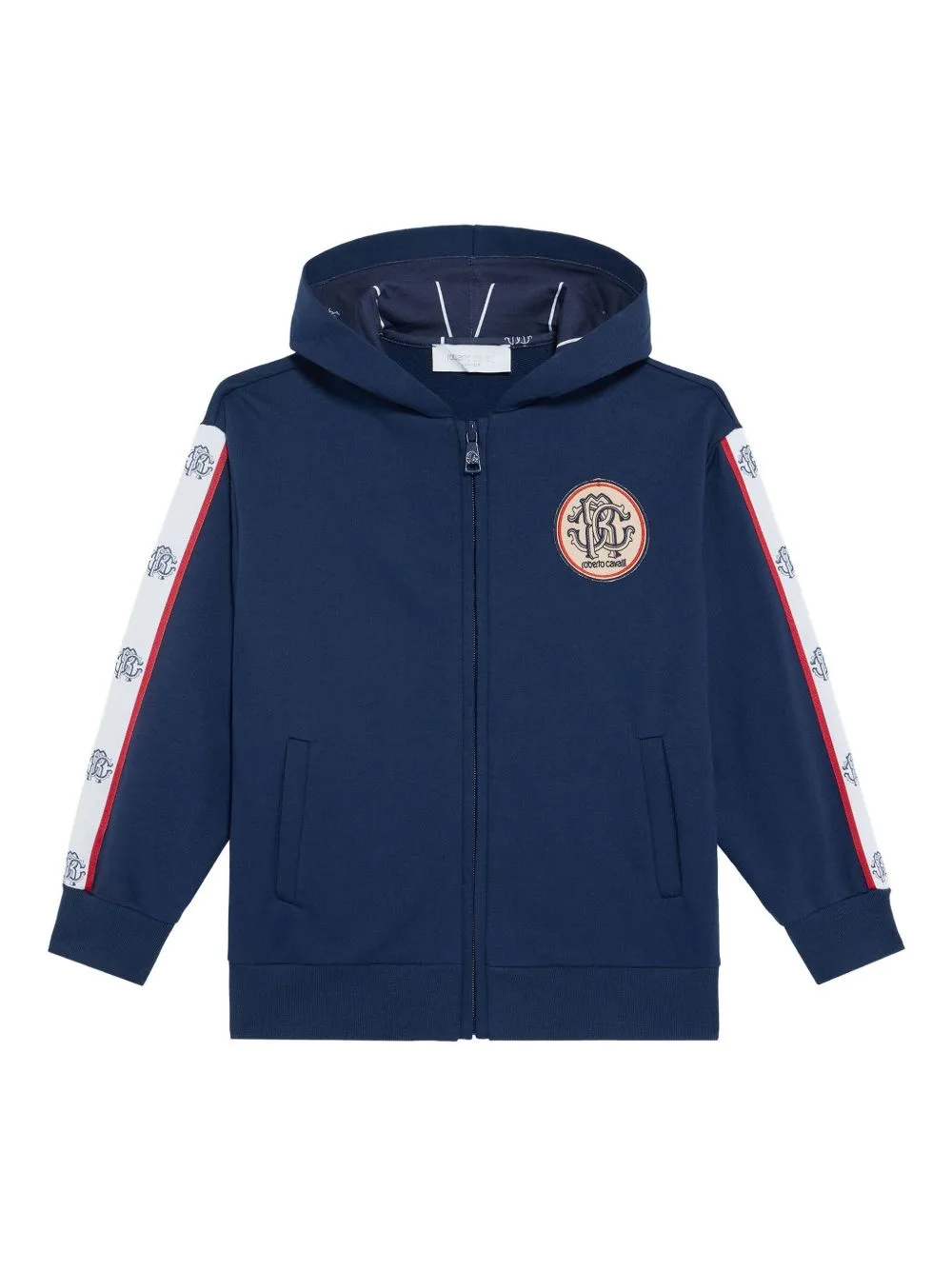 Monogram-Panelled Hooded Sweatshirt by Roberto Cavalli Junior